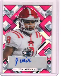 C.J. WILLIAMS 2022 Leaf METAL Draft PINK ICE 5/10 ROOKIE AUTO - Picture 1 of 2