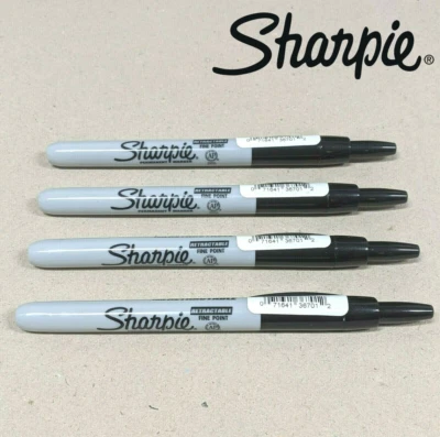 4 x Sharpie Permanent Marker Bullet Point Retractable 1.0mm Fine Black 36701 - image 1 of 4