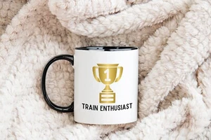 number 1 Train enthusiast mug one trophy black mug - Picture 1 of 1