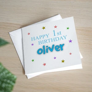 Tarjeta Personalizada 1er Cumpleaños Nieto 1er Cumpleaños Regalo Hijo Primer Cumpleaños Sobrino - Imagen 1 de 3