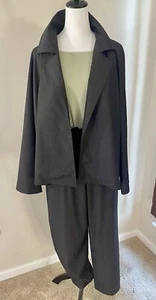 Zoran Set Pantaloni Vintage Designer 100% Lana 2pz Grigio Antracite Aperto Frontale Classico - Foto 1 di 14