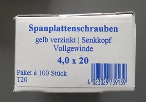 Spanplattenschraube Senkkopf T20 4,0 x 20 mm NEU 100 Stück - Bild 1 von 1