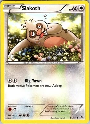 Pokemon TCG Slakoth XY Furious Fists 81/111 Regular Common Card NM - Image 1 of 2