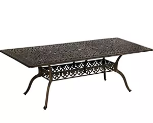 86.6in Rectangular Cast Aluminum Outdoor Dining Table with 2 " Umbrella Hole - Picture 1 of 7