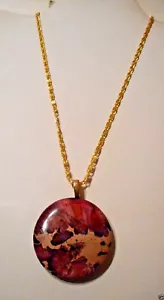 Hand assembled necklace real natural agate pendant purple & mauve swirls - Picture 1 of 5