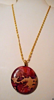 Collar montado a mano colgante de ágata natural real remolinos morados y malva Foto 1 de 4