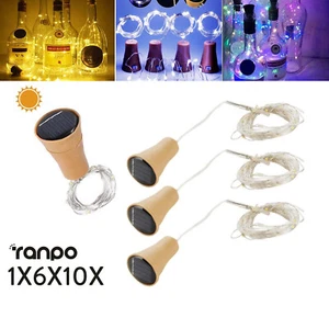 Solar Wine Bottle Led String Fairy Light Lamp Powered 1m 10leds Copper Lights - Picture 1 of 25