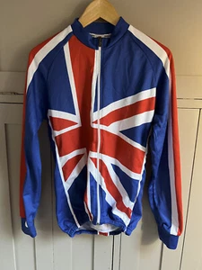 Foska UK Union Jack men's long sleeve cycle jersey | Blue/Red/White | Small | - Picture 1 of 7