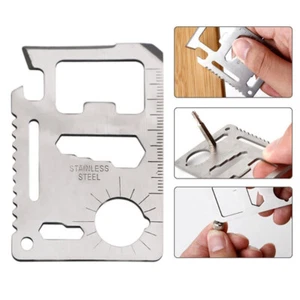 11 in 1 Outdoor Credit Card Multi Tool Camp Wallet Survive Tool Stainless Steel - Picture 1 of 10