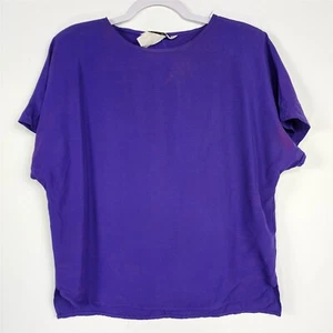 Blusa Top Vintage Melrose Púrpura Manga Corta Seda Mujer Talla 10 - Imagen 1 de 6