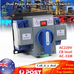 2P 6A-63A Dual Power Automatic Transfer Switch Change-Over Switch AC220V AU - Picture 1 of 11
