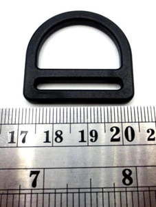 Webbing D Ring for 1" 25mm Wide Strap for Clip DURABLE Black Plastic D-Ring - Picture 1 of 11