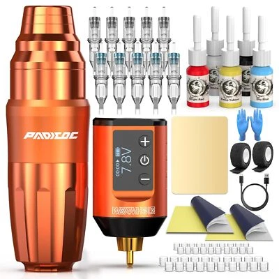 Kit Maquina Profesional De Tatuaje Para Tatuar Tatuaje Rotativa Pluma Inalambrico Foto 1 de 4