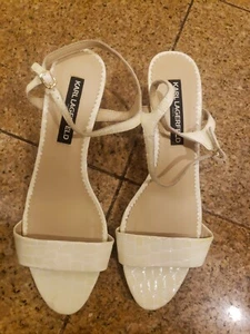 Karl Lagerfeld Demas White Croco Sandals Women's Size 9.5 - Picture 1 of 10