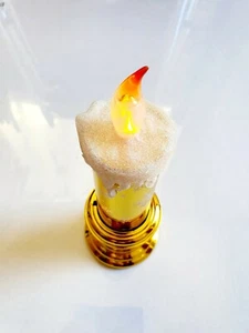 LED Christmas Santa Snowflake Gold Flameless Candle Battery Operated Xmas Decor - Picture 1 of 3