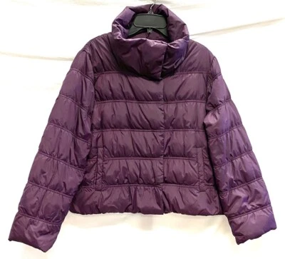 Chaqueta Abrigo Acolchada EILEEN FISHER Púrpura Embudo Cuello Soporte Puffer S = 6/8 💜 Foto 1 de 4