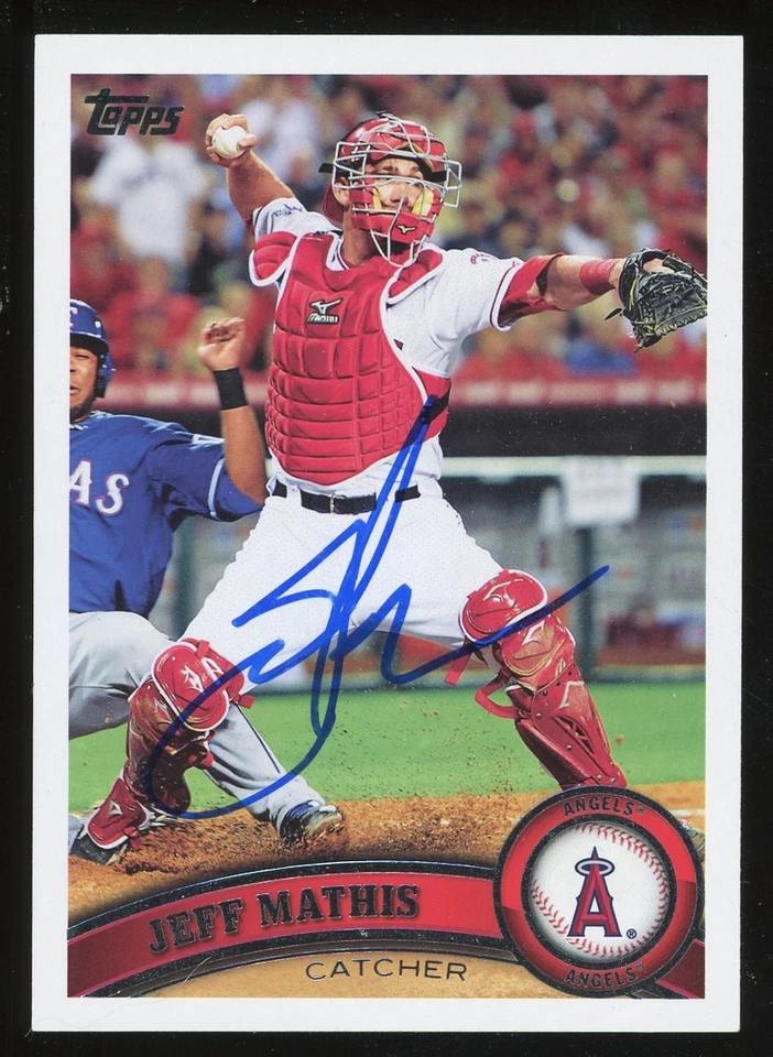 2011 Topps JEFF MATHIS Signed Card autograph AUTO ANGELS RANGERS - Image 1 of 1