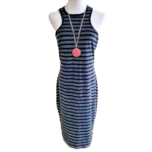 Vestido Halter T by Alexander Wang Terciopelo Rayas Medio Gris Negro - Imagen 1 de 8
