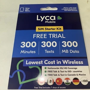 Lycamobile 300 Plan 1st Month Included SIM Card Triple Cut Unlimited Natl Talk & - Picture 1 of 8