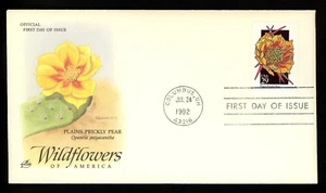 PLAIN'S PRICKLY PEAR  WILDFLOWERS OF AMERICA 1992 ARTCRAFT CACHET FDC \ UNADDR - Picture 1 of 1