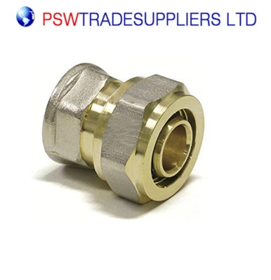 Female Straight Connector 16mm PEX/ALU/PEX X 1/2" - COMPRESSION Fit - Image 1 of 3