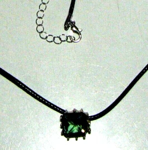 Collana in corda di cuoio 26" con zirconi blu naturali brillanti vintage - Foto 1 di 2