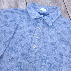 Johnnie-O Shirt Herren Medium Blau Lindley Blumen Golf Kurzarm Preppy Oberteil - Bild 1 von 8