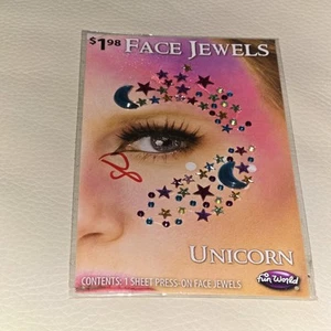 Fun World Unicorn Face Eye Sticker Jewels Moon & Stars Vintage Easter Unlimited - Picture 1 of 5