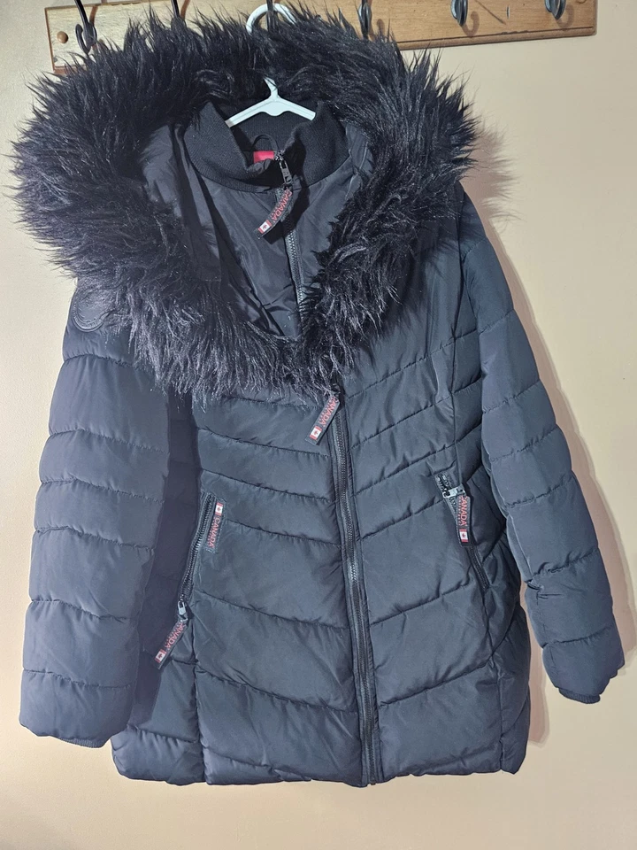 Abrigo acolchado parka Canada Weather Gear para mujer con capucha talla XL negro  Foto 1 de 4