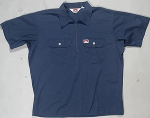 Vintage Ben Davis 1/4 Zip Work Shirt Mens XL Navy Blue Pullover Made In USA 90s - Picture 1 of 8