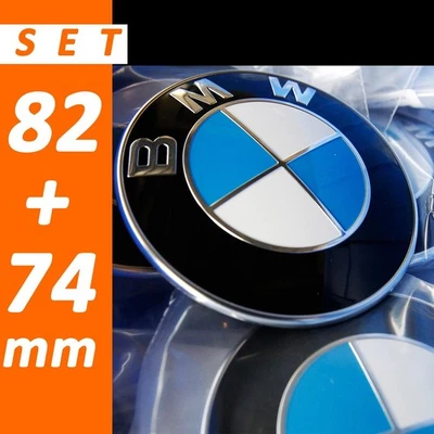 NEW BMW 82mm + 74mm SET Car Front Hood Bonnet Emblem Badge Logo 51148132375 - Image 1 of 4