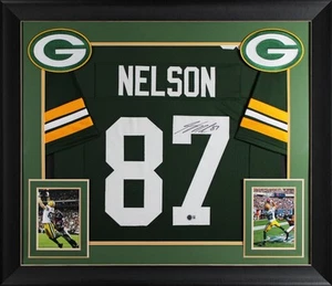 Jordy Nelson Authentic Signed Green Pro Style Framed Jersey BAS Witnessed - Picture 1 of 2