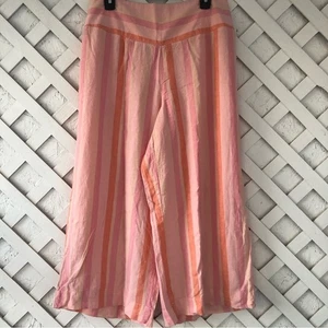 Neu Cato C Est 1946 gestreift Leinenmischung weites Bein Cropped Hose 14/16W - Bild 1 von 7