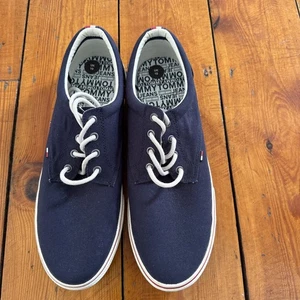 TOMMY HILFIGER New York Men's Navy Blue Canvas Sneakers Size UK 10 - Picture 1 of 7