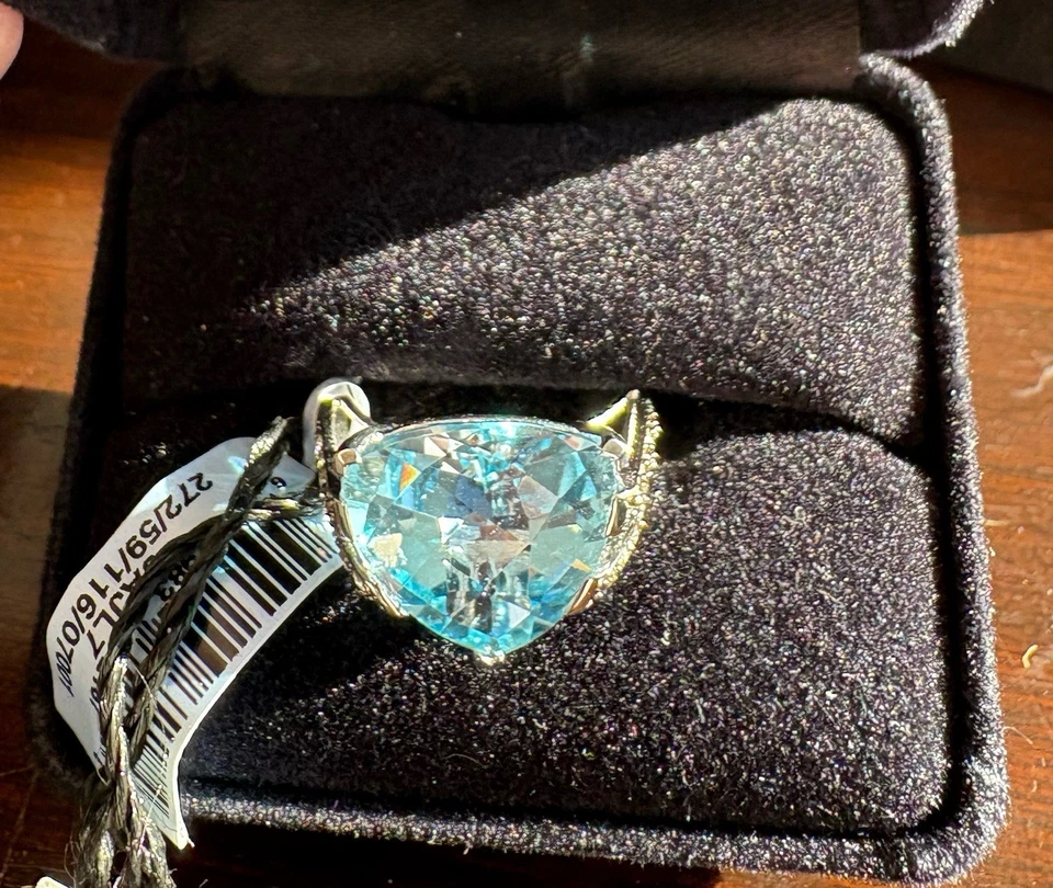 Anillo Le Vian Oro Blanco 14k con Topacio Azul y Diamantes Talla 7 Foto 1 de 4