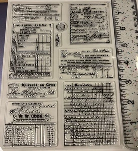 Clear Stamp,groß,Vintage Motiv,Ledger,Belege,Scrapbook,,Karten basteln, - Bild 1 von 3