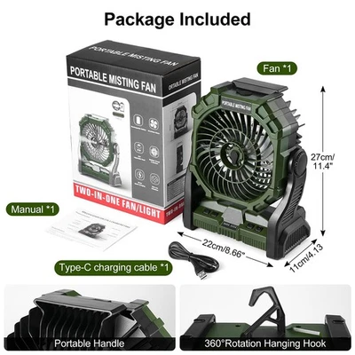 最长 96 小时电池便携式野营风扇 带 20000mAh 可充电移动电源 — 第 1/4 张图片