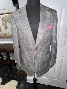 HERREN BLAZER ITALIENISCH GEFERTIGT, EINREIHIG, MASSGESCHNEIDERT, 100% SEIDE, KARIERT Gr: 40L - Bild 1 von 12