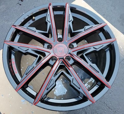 Mustang Custom Staggered Lexani Venom 2005-2014 negro y rojo ruedas de 20"" 8,5/10 Foto 1 de 4