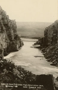 RPPC Pathfinder Dam Canyon View Near Casper Wyoming c1910s AZO Stamp Box - Bild 1 von 3