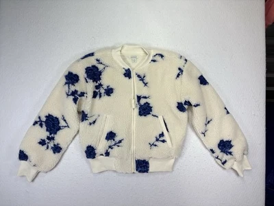 Chaqueta Sherpa Sundance X-Small Cremallera Completa con Bolsillos Crema con Azul Floral Foto 1 de 4