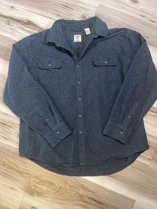 Timberland Mens XXL 2XL Chamois Flannel Shirt Pockets Button Up Dark Grey Twill - Picture 1 of 8
