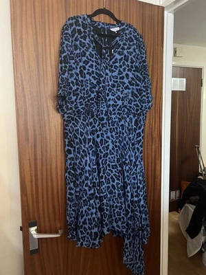Studio by Preen - NWT Blue & Black Animal Print Dress Asymmetric Hem - Size 22 - Image 1 of 4