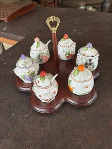6 Lenox Jam - Jelly Pots With Stand. - Picture 1 of 9