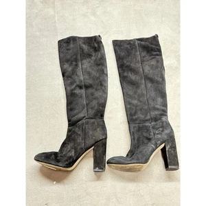 Sam Edelman Black Suede Block Heel Tall Knee High Boots Womens Size 9 - Picture 1 of 8