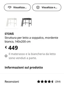 letto soppalco ikea STORÅ Struttura per letto a soppalco, nero, 140x200 cm - Foto 1 di 3