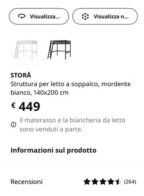 letto soppalco ikea STORÅ Struttura per letto a soppalco, nero, 140x200 cm - Immagine 1 di 3