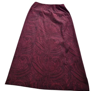 Talbots Skirt Womens 8 Paisley Burgundy Luxury Romantic - Picture 1 of 8