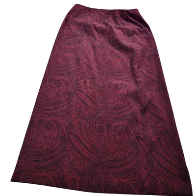 Falda Talbots Mujer 8 Paisley Borgoña Lujo Romántico Foto 1 de 4
