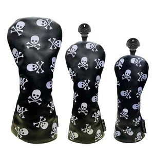 Golf Club Headcover 3 Wood Headcover Hybrid Head Covers Skulls Embroidery Pre... - Picture 1 of 6